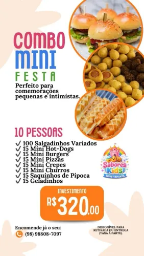 Buffet infantil vários pacotes e combos.