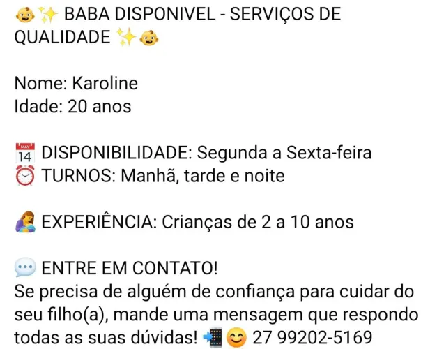 Babá Disponível
