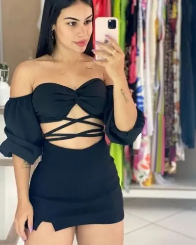 Short saia curto bengaline com fenda feminino
