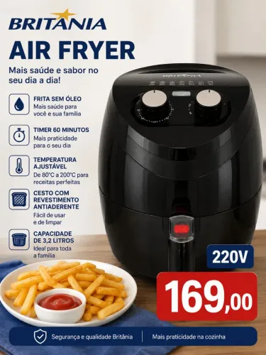 Air Fryer Britânia semi nova 220V 