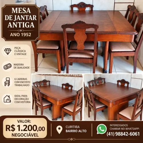 Mesa rustica em madeira 6 lugares