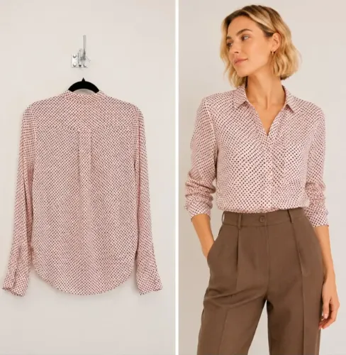 Camisa social ZARA rosa estrelinha P