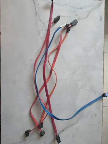 Lote 5 Cabos Sata Vermelho/azul Para Hd Ssd Dvd Interno Pc Azul