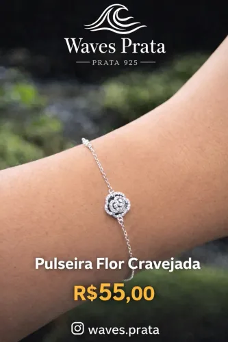 Pulseira Flor Cravejada | Prata 925