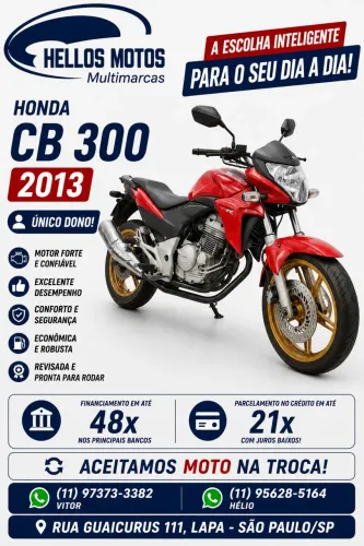 Honda CB 300R 2013 aceito moto na troca fin 48x aceito cartão 1.8% am 