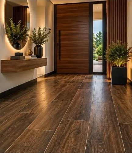 Porcelanato Porto Ferreira 100 x 25 cm - Amadeirado Marrom Escuro