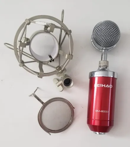 Microfone Estudio BM 8000 Condensador Vermelho