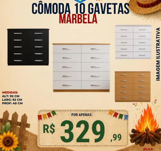 Cômoda 10 gavetas marbela
