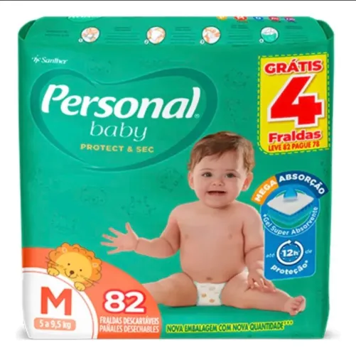 Fralda Personal Protect & Sec M 82 unidades.