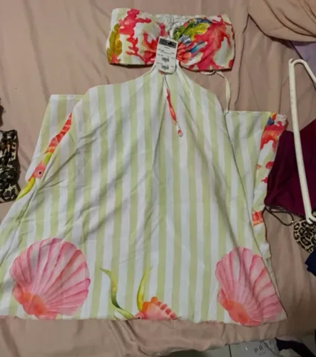 Vestido Longo Estampado verde - Estilo Resort/Praia NOVO