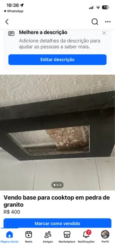 Vendo base para cooktop pedra de granito preta
