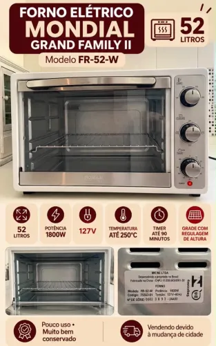 Forno Elétrico Mondial Grand Family II 52L 127V - Pouco Uso