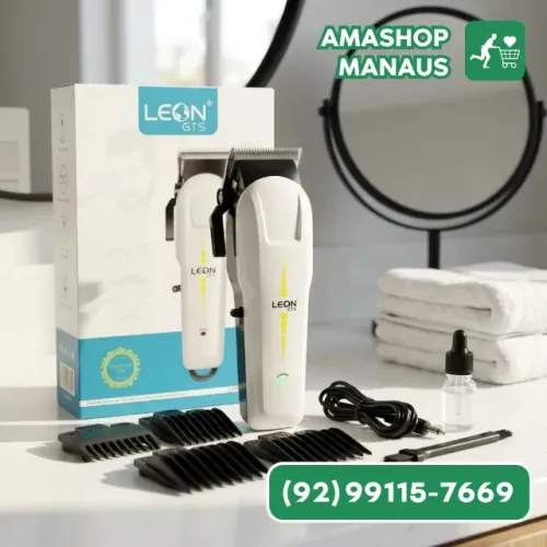 Máquina de Cortar Cabelo Profissional Branca Sem Fio