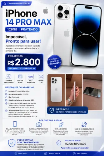 Apple iPhone 14 Pro (128 Gb) - Único Dono - Condição 100%