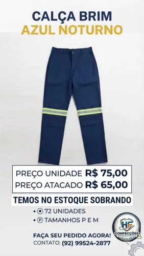 Calças brim com refletivo 