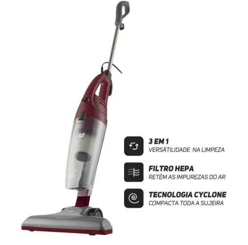 Este é um aspirador de pó vertical Wap High Speed Plus de 1350W em vinho.