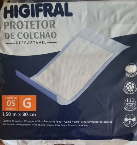PROTETOR DE COLCHÃO DESCARTÁVEL LACRADO - HIGIFRAL. (NÃO FAÇO ENTREGAS)
