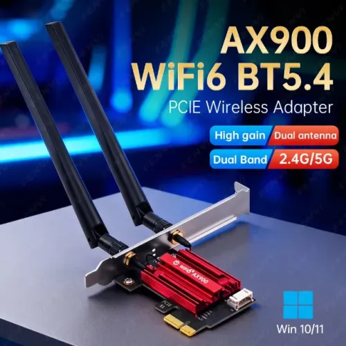 Placa WiFi 6 AX900 Dual Band 2.4/5GHz + Bluetooth 5.4 (Nova)