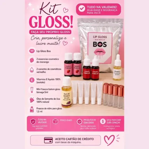 kit para produção de gloss - pouco usado | tudo na validade