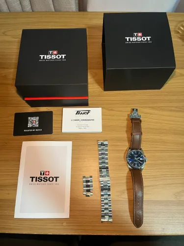 Tissot Gentleman Powermatic 80 Silicium Azul - Completo (Couro + Aço)