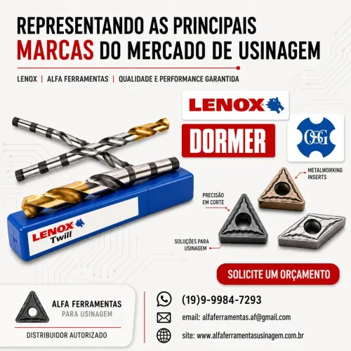 Ferramentas para Usinagem - Brocas, Pastilhas e Serras (Lenox, Dormer, OSG)