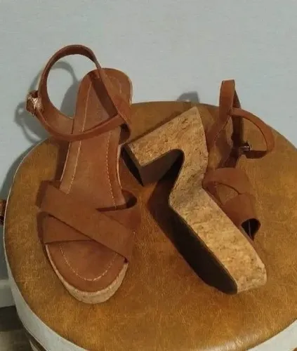 Sandália Satinato cortiça marrom - n.35