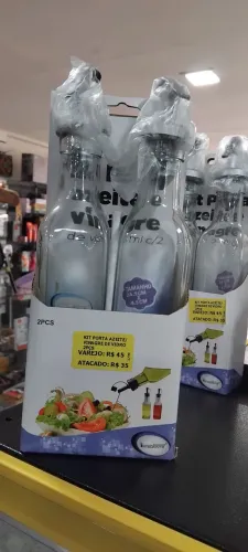 Kit porta azeite e vinagre de vidro-2 peças