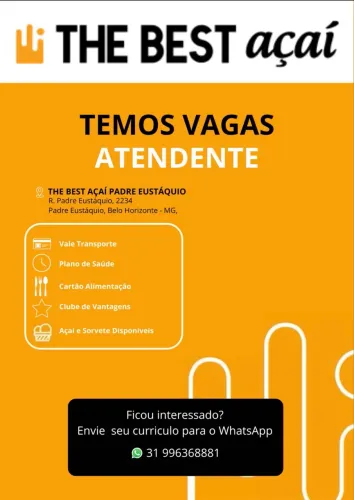 Vaga Atendente Sorveteria Padre Eustáquio