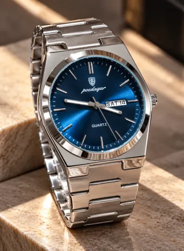 Relógio de pulso Poedagar Signature Azul Inox PROVA D'ÁGUA Novo