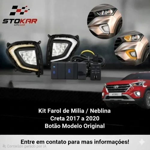 Kit Farol de Milha Hyundai Creta c/ DRL e Pisca LED 2017/2020