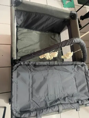 Lindo Berço Portátil / Cercadinho Baby Style Cinza - Completo!