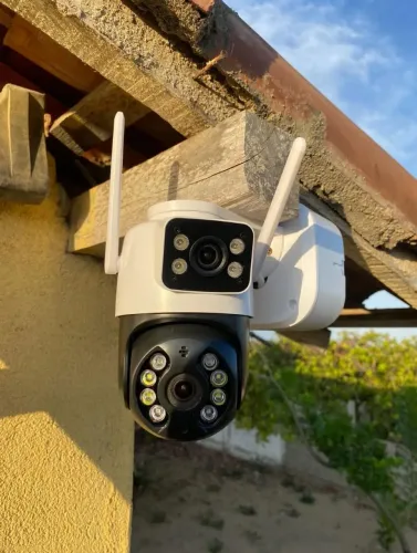 Câmera de Segurança Lente Dupla Wi-Fi 4K - Visão 360° e Noturna Colorida (Nova)<br>