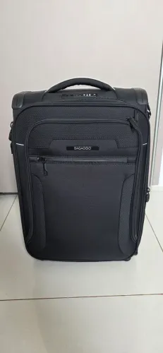 MALA BAGAGGIO ZURIQUE PRETA - POLIESTER - RODAS REMOVIVEIS