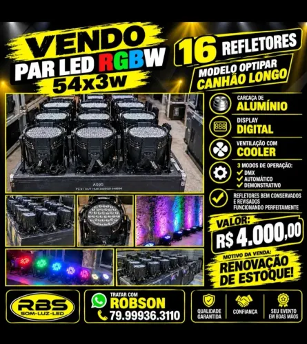 REFLETORES PAR LED RGBW 54X3W OPTIPAR CANHÃO LONGO