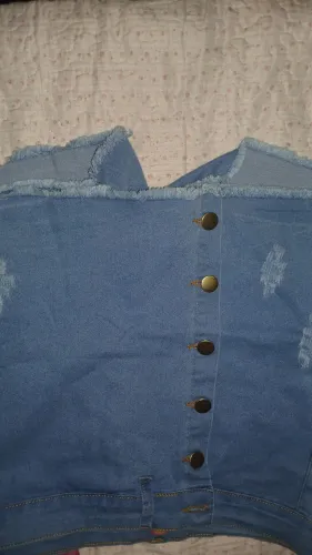Short saia jeans bastante licra estica bastante