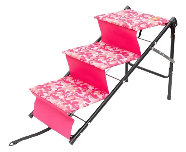 Escada Rampa Para Pet One Dobrável Tubline Camuflada Cor Rosa