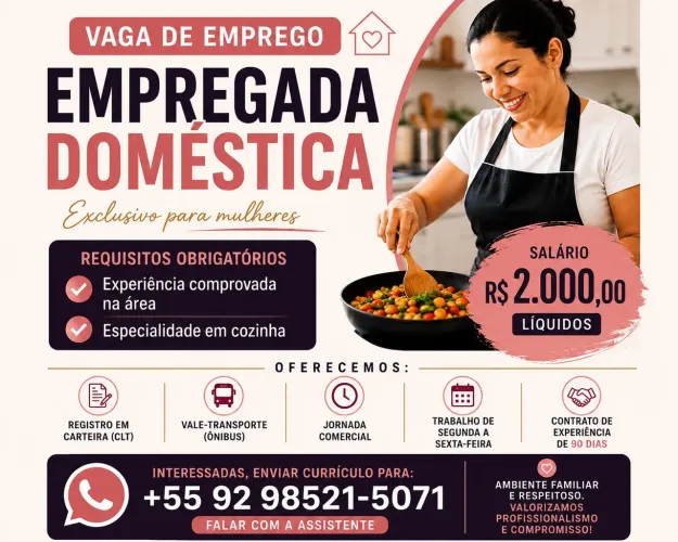 Vaga: Empregada Doméstica - Manaus