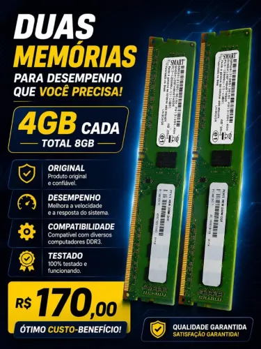 2 pentes Memória RAM dd3 2x4gb pc3 12800u