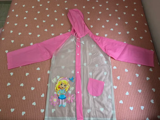 Capa de Chuva Infantil Rosa com Capuz - Tam 12 