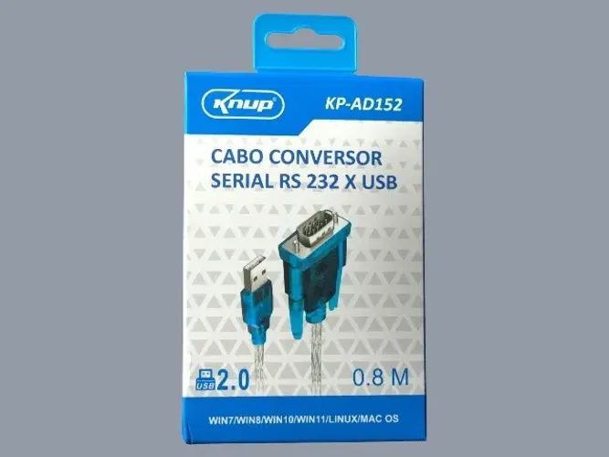 Cabo Conversor Serial RS232 para USB Knup KP-AD152 - Novo