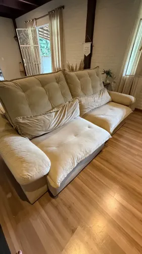Sofá Retrátil Grande confortável- suede Marfin