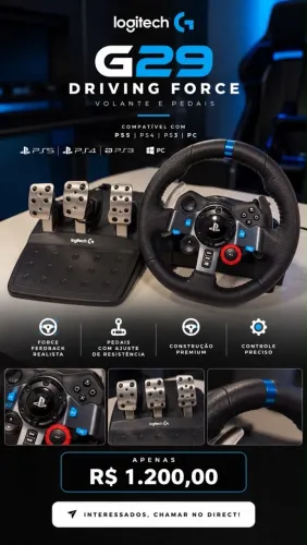 logitech T G29 DRIVING FORCE VOLANTE E PEDAIS BPS5 b2S4 COMPATIVEL COM PS5 | PS4 | PS3|PC