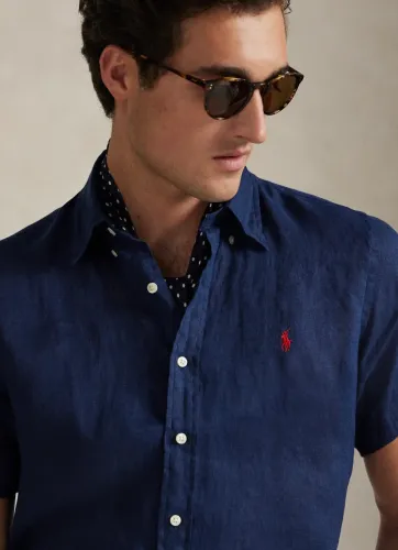 Camisa de Linho Ralph Lauren - Azul - M
