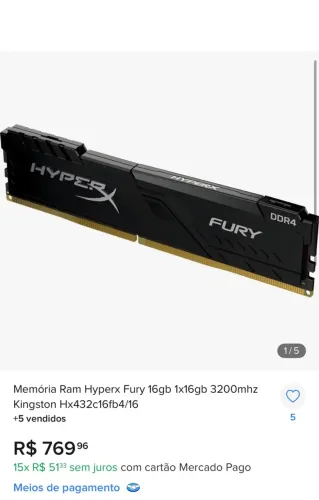 Memória ram Hyperx Furry 2x16
