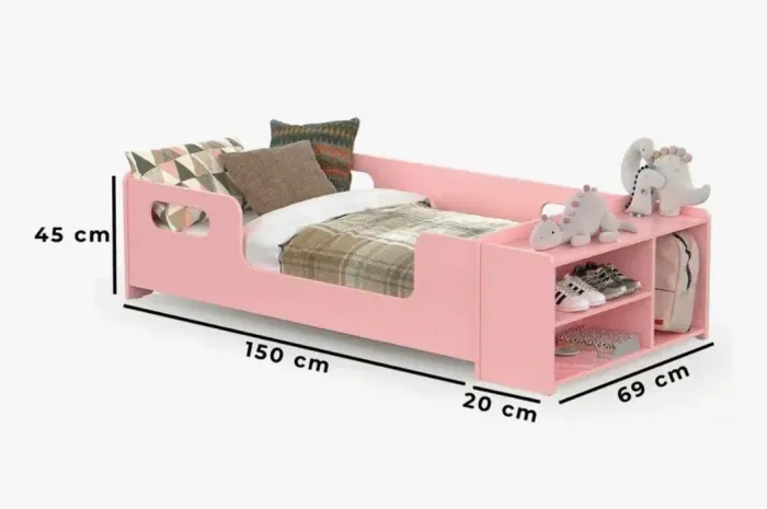 Cama infantil Montessoriana Rosa com colchão 