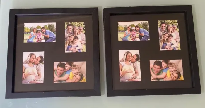 Conjunto com 2 quadros porta fotos pretos 39 cm