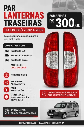 Par Lanternas Traseiras Fiat Doblò 2002 até 2009