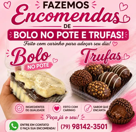 Bolo no pote e trufas