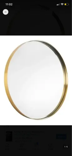 Espelho Redondo Com Moldura Metal dourado 90cm