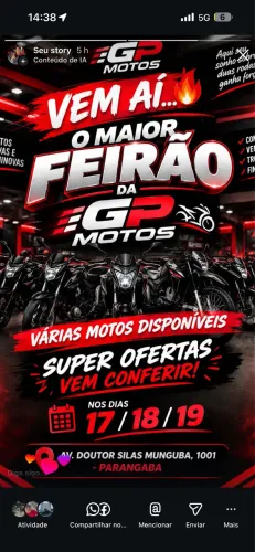 GP motos estamos em feirao várias novidade de motos